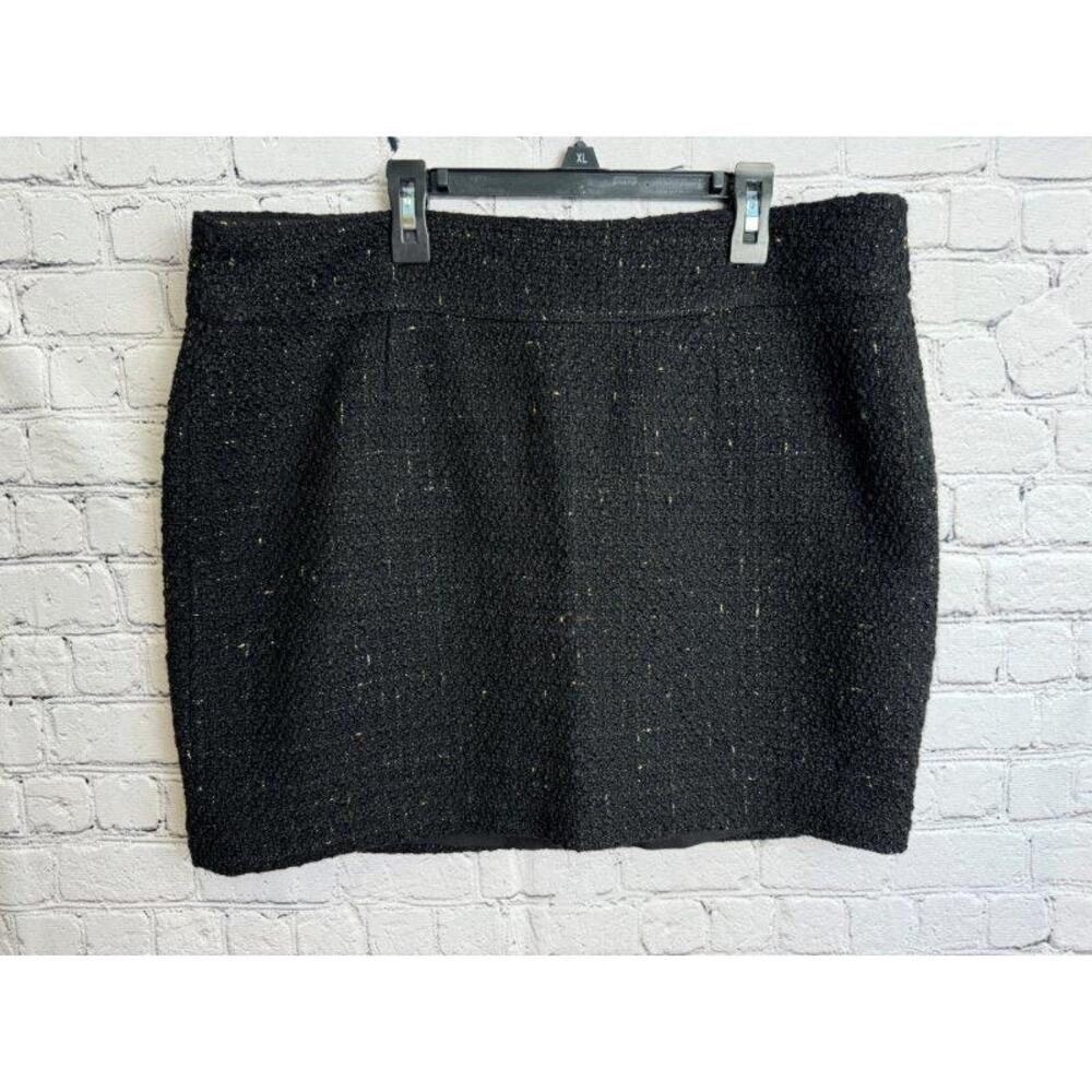 Maison Jules‎ Black and Gold Knit Mini Skirt Size 14 NWOT